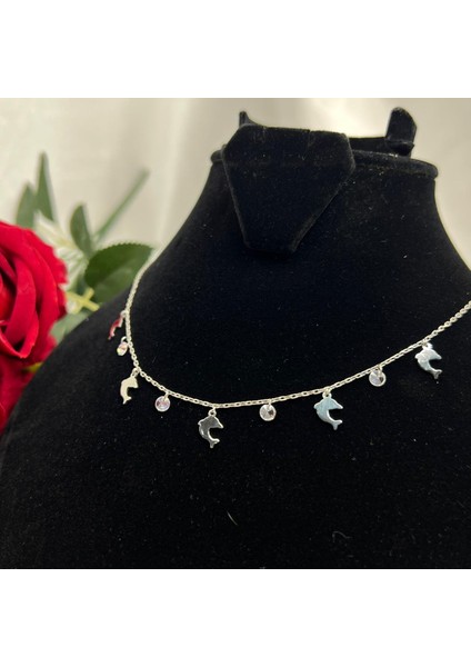 Yunus Figürlü Kadın Kolyesi 925 Ayar Gümüş Rodyumlu Zirkon Taşlı modelleri