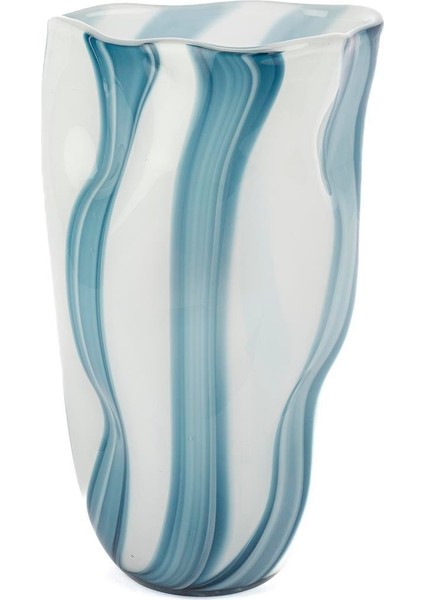 Mavi Beyaz Cam Vazo 24X23X36CM fiyatları