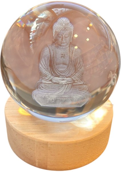 Huzur Veren Buda Figürlü Işıklı Cam Küre – Ahşap Altlıklı USB Dekoratif Lamba fırsatları
