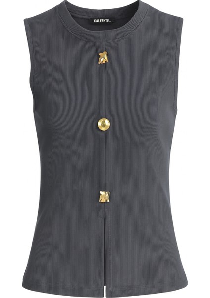 Bisiklet Yaka Düğme Detaylı Dokuma Bluz modelleri