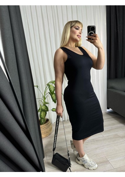 Kadın Büyük Beden Esnek Kolsuz Süprem Elbise