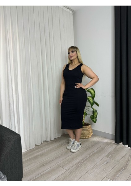 Kadın Büyük Beden Esnek Kolsuz Süprem Elbise fiyatları