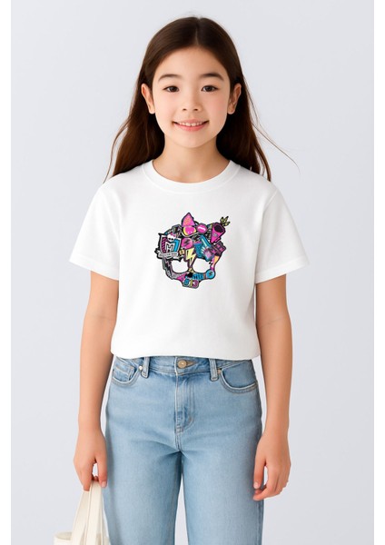 Monster High Renkli Kurukafa Tasarım Baskılı Tişört (4-13 Yaş) fiyatları