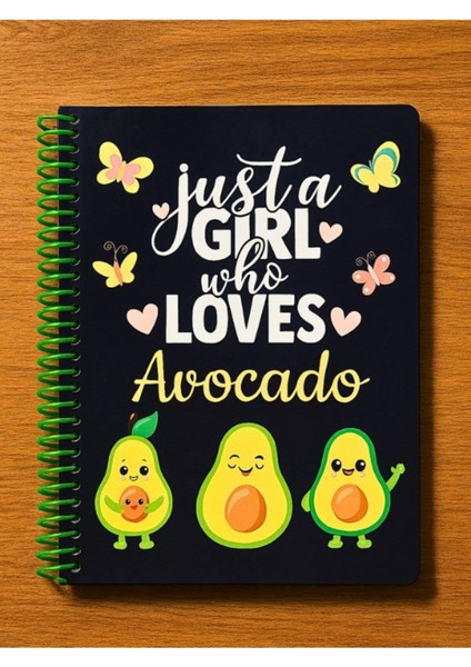 Öğrenci ve Ofis Kullanımı Için Uygun Just A Girl Who Loves Avocado Temalı Spiralli Kareli Defter fiyatları