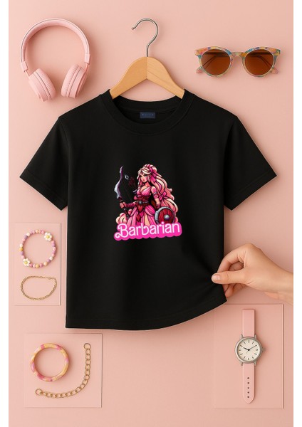 Barbarian Barbi Tasarım Baskılı Çocuk Tişört (4-13 Yaş)