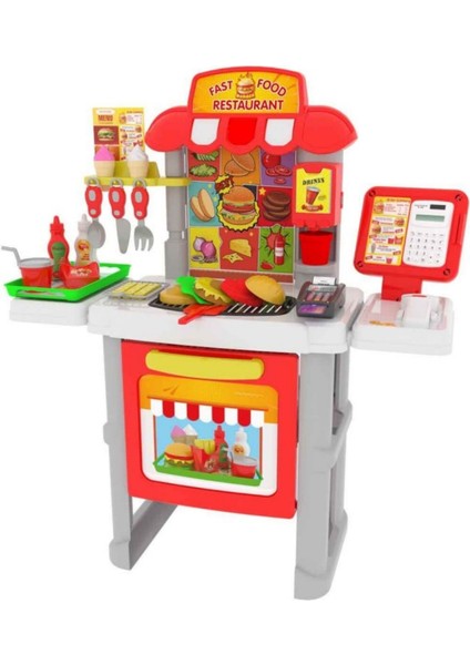 Fast Food Restaurant Oyuncak Standı | 52 Parça Hamburger Yapma Seti – 78 cm fiyatları