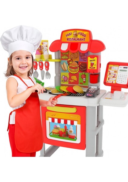 Fast Food Restaurant Oyuncak Standı | 52 Parça Hamburger Yapma Seti – 78 cm fırsatları