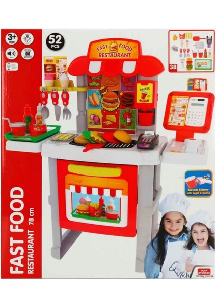 Fast Food Restaurant Oyuncak Standı | 52 Parça Hamburger Yapma Seti – 78 cm indirimleri