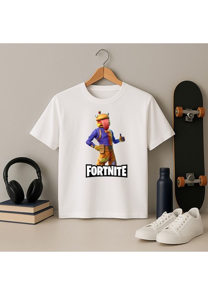 Fortnite Durrr Burger Karakter Tasarım Baskılı Çocuk Tişört (4-13 Yaş)
