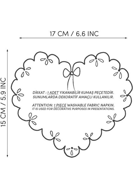 Kalp Form Sarı Nakışlı Kokteyl Peçetesi 1 Adet fiyatları