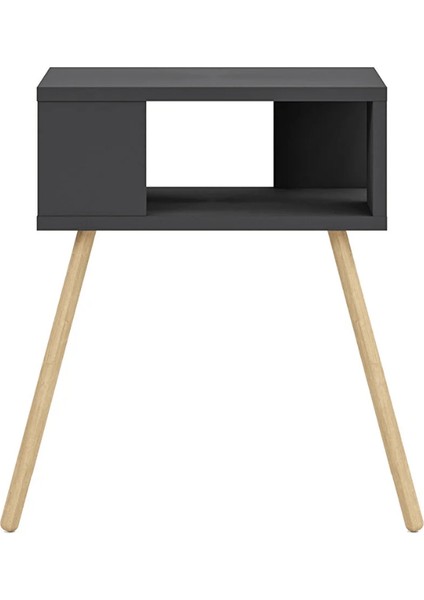 Ahşap Ayaklı Dekoratif Raflı Komodin Km2 Antrasit Gri