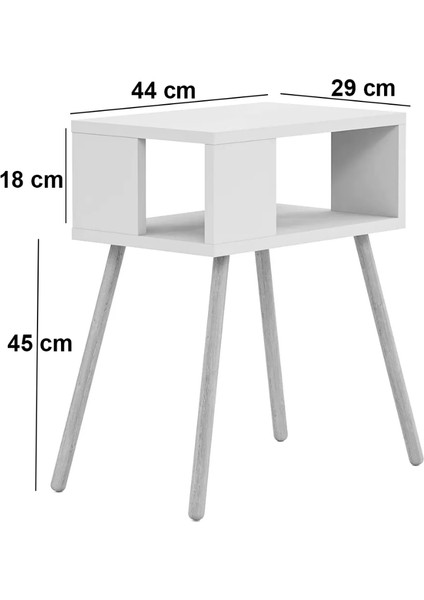 Ahşap Ayaklı Dekoratif Raflı Komodin Km2 Antrasit Gri