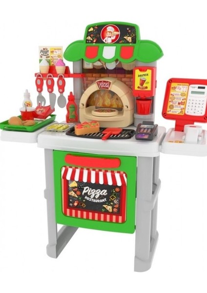 52 Parça Pizza Yapma Standı Oyuncak Seti | Sesli & Işıklı – Kasalı ve Barkod Okuyuculu fiyatları
