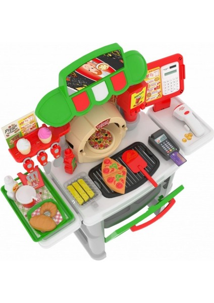 52 Parça Pizza Yapma Standı Oyuncak Seti | Sesli & Işıklı – Kasalı ve Barkod Okuyuculu fırsatları