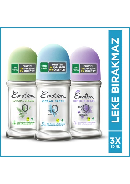 Kadın Roll On 3x50 Ml Tanışma Seti (Natura Breeze,Ocean Fresh,Detox Floral)