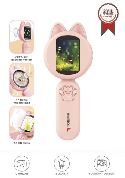 Tsm-02 Pembe Mini Dijital Mikroskop