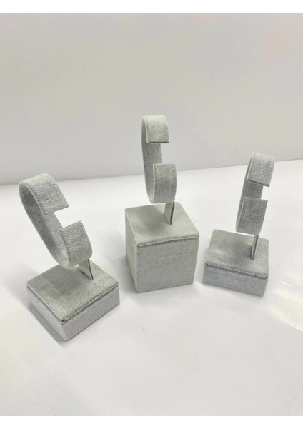 Süet Kaplama Gri Renk 3lü Takım Saat Kelepçe Standı ( Megassdekor ) modelleri