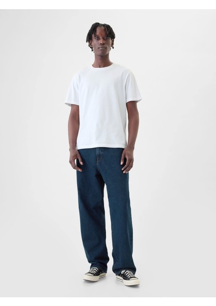 Erkek Lacivert Baggy Jean Pantolon