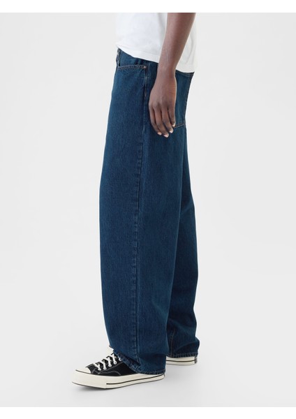 Erkek Lacivert Baggy Jean Pantolon