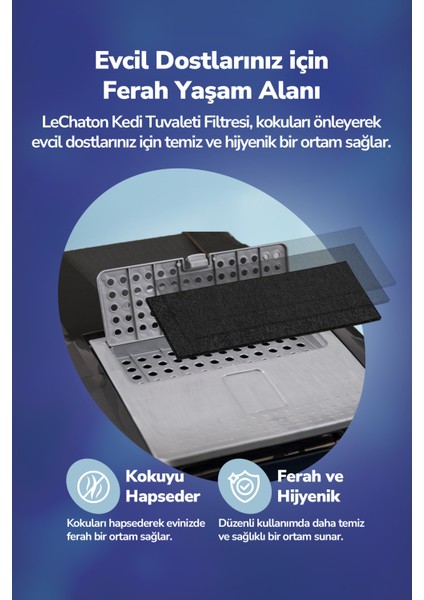 Lüks Kapalı Kedi Tuvaleti Için 2'li Filtre Dikdörtgen 6,5X18 cm (3 mm) fiyatları