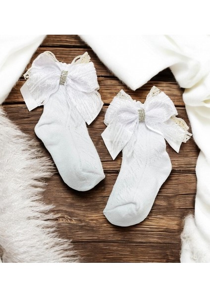 Taşlı Kurdeleli Dantelli Okul Çorabı fiyatları