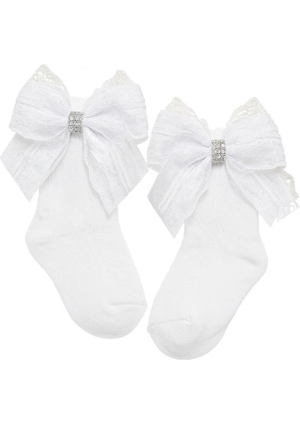 Taşlı Kurdeleli Dantelli Okul Çorabı modelleri