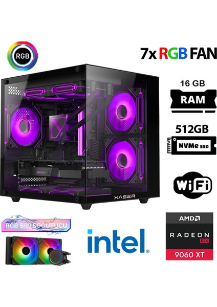 Eco X100 I7 12700KF 16GB Ddr5 Ram 512GB M.2 Nvme SSD 16GB RX9060 Xt Sıvı Soğutmalı Hazır Oyuncu Sistemi