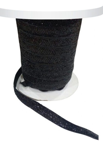 Kadife Kurdele Simli 1 cm Siyah 5 Metre