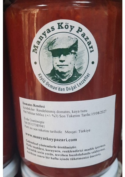 Doğal Katkısız Köy Domatesi Rendesi 660 cc Kavanozda fiyatları