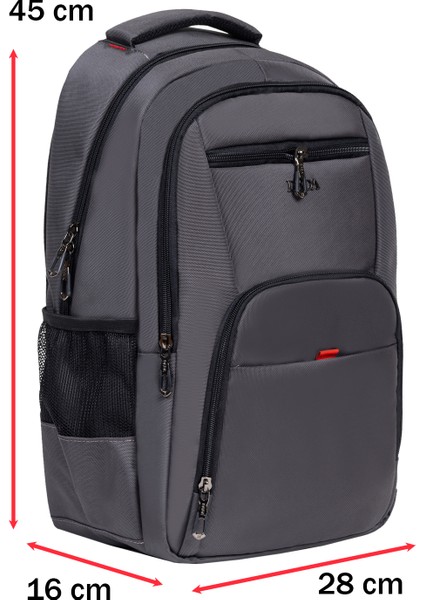 Unisex Gri Okul Sırt Çantası Orta Boy USB Type-C Laptop Bölmeli Su Geçirmez Kumaş Lise Üniversite fiyatları