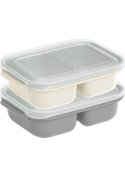2 Adet Iki Bölmeli Saklama Kabı, Taşınabilir Kahvaltılık Diyet Beslenme Kutusu 2’li Set (600+600ML) modelleri