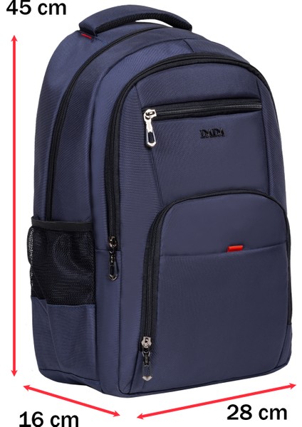 Unisex Lacivert Okul Sırt Çantası Orta Boy USB Type-C Laptop Bölmeli Su Geçirmez Kumaş Lise Üniversite fiyatları