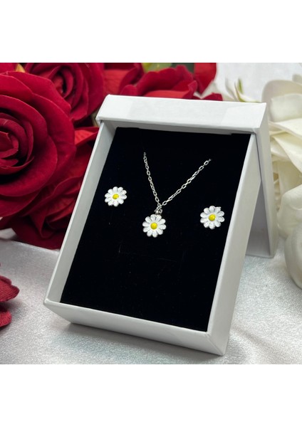 Papatya Kadın 2'li Seti 925 Ayar Gümüş Rodyumlu