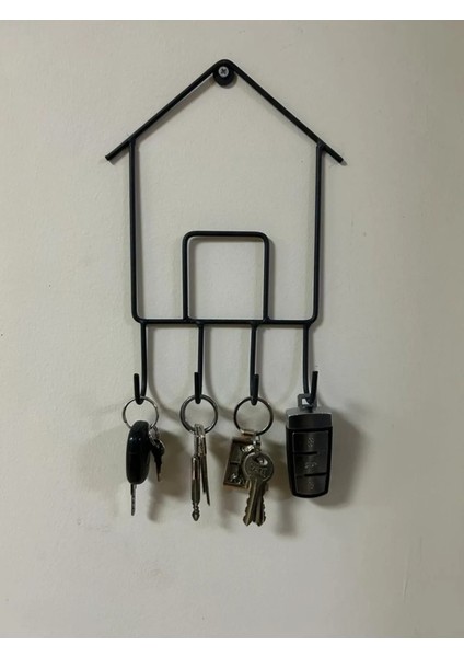 Metal Asma Anahtarlık Ev Desenli