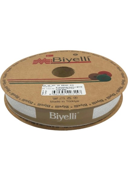 Biye Simli Katlı kg Gümüş 2 cm 25 Metre %50 Simli % 50 Polyester