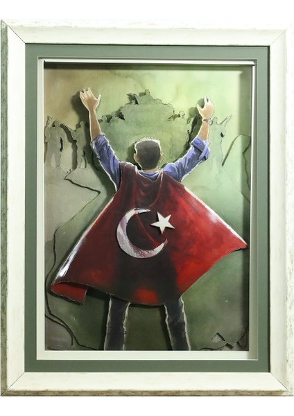 El Işçiliği Kağıt Rölyef Tablo 66X86 cm - 6345