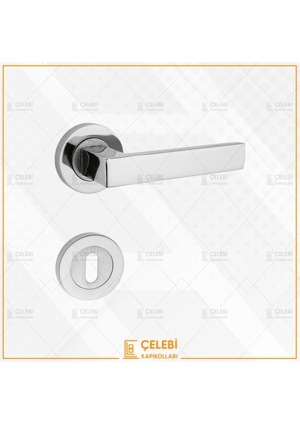 Lama Kol Yuvarlak Rozetlinikel Saten Oda Kapı Kolu