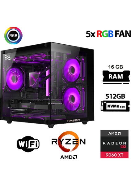 Eco X120 Ryzen 5 8400F 16GB Ram 512GB M.2 Nvme SSD 16GB RX9060 Xt Oyuncu Masaüstü Bilgisayarı
