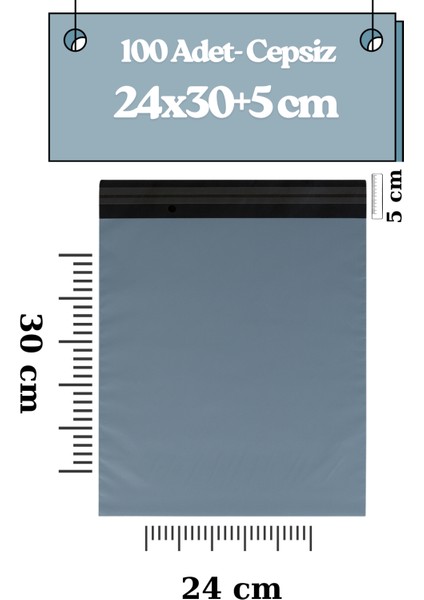 Küçük Boy 100 Adet, 24X30X5 cm Cepsiz Plastik Kargo Poşeti Dayanıklı Gri Renk fiyatları
