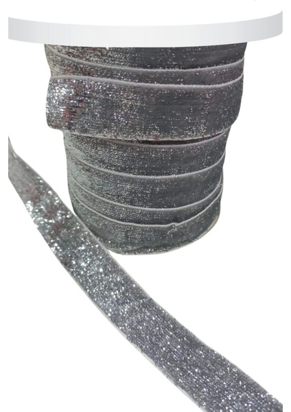 Kadife Kurdele Simli 2 cm Gümüş 5 Metre