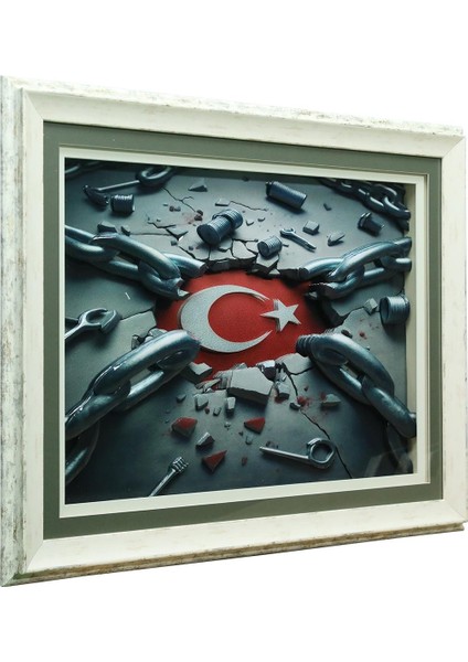 El Işçiliği Ay Yıldız Kağıt Rölyef Tablo 66X86 cm - 6343 fiyatları