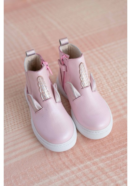 Pembe Unicorn Hakiki Deri Kız Çocuk Bot