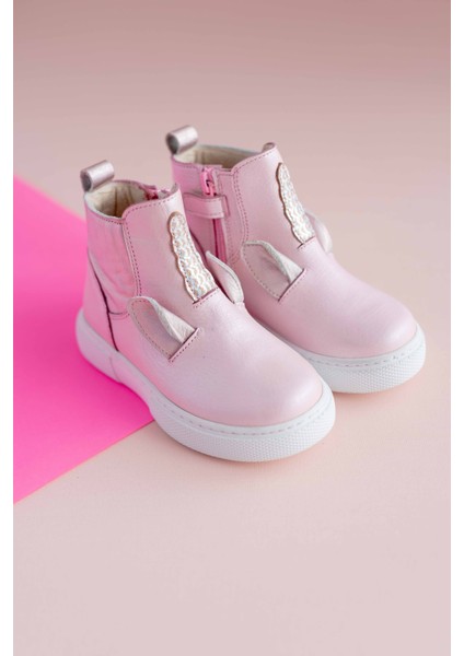 Pembe Unicorn Hakiki Deri Kız Çocuk Bot