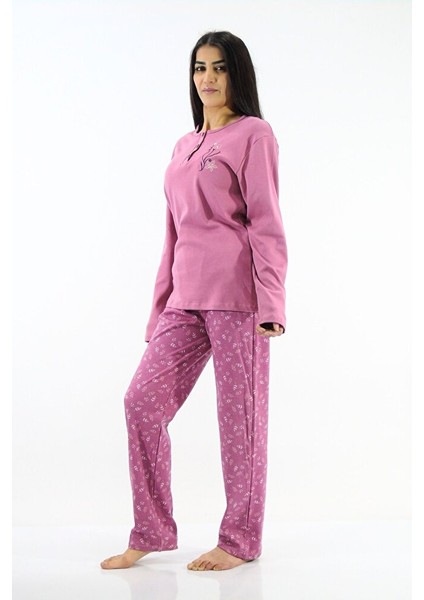 Çiçek Desenli İnterlok Pijama Takımı