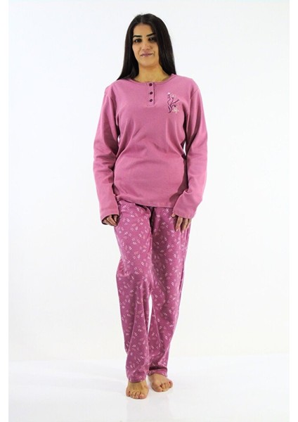Çiçek Desenli İnterlok Pijama Takımı modelleri