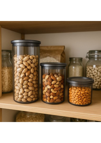 3 Lü Kristal Saklama Kabı Seti 0,500 ML-1000 ml -1500 ml Yuvarlak Vakumlu Hava Geçirmez modelleri