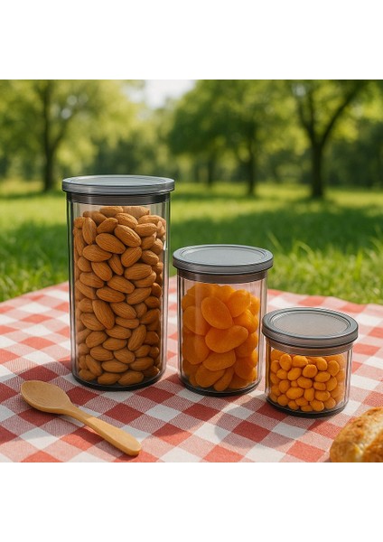 3 Lü Kristal Saklama Kabı Seti 0,500 ML-1000 ml -1500 ml Yuvarlak Vakumlu Hava Geçirmez fırsatları