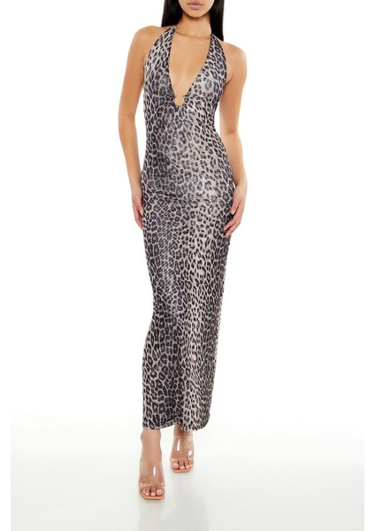 Leopar Desenli Maxi Elbise indirimleri