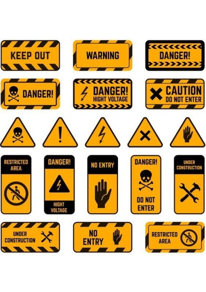 Endüstriyel Uyarı Sticker Seti (20 Parça)