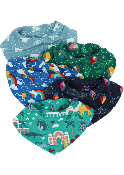 5'li 0-12 Ay %100 Organik Penye Bebek Fular Salya Mama Önlüğü